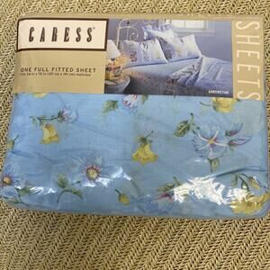 Vintage Caress Blue Arberetum Percale Full Fitted Sheet USA, Cottagecore NIP